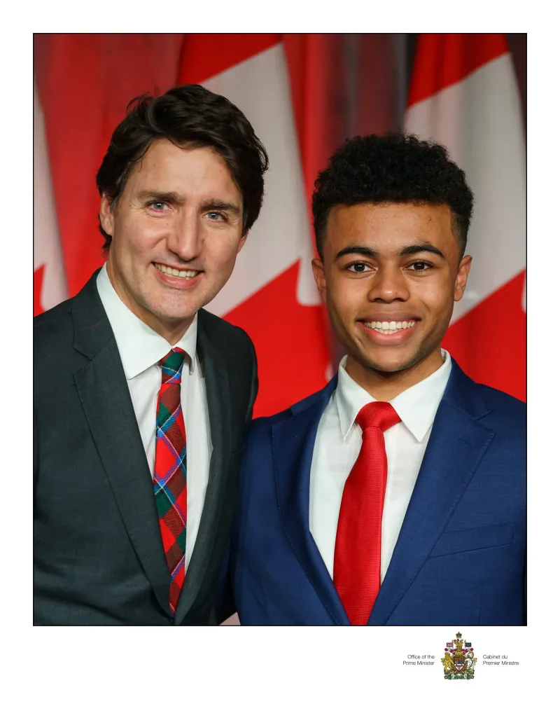 Ehab James with Canadian Prime Minister Justin Trudeau at an official event in Ottawa